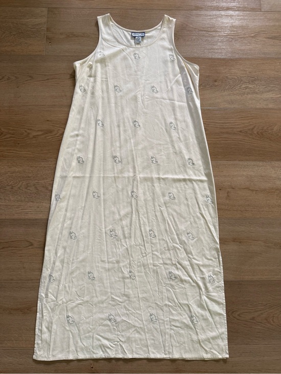 Simply Silk Dresses & Skirts - Vintage Simply Silk Embroidered Cat 100% Silk Maxi Dress XL Ivory